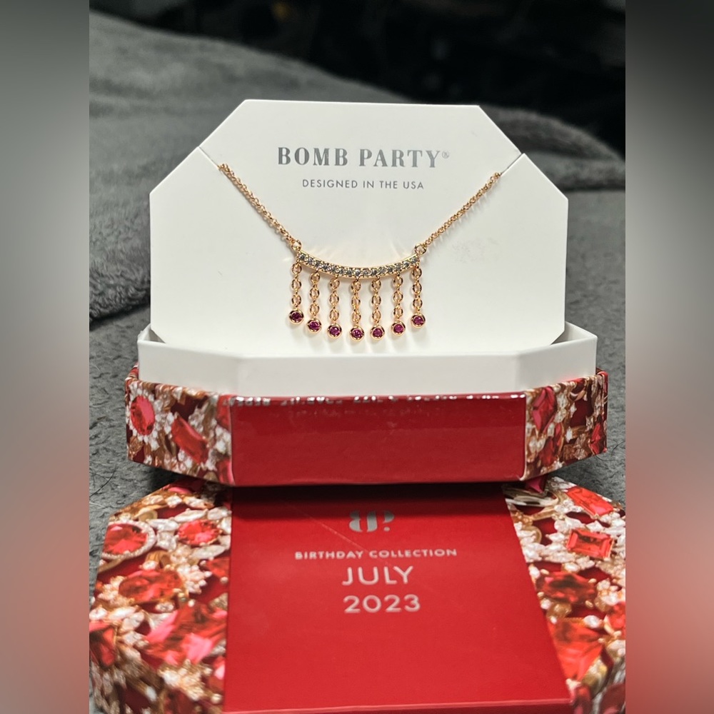 NWT Bomb Party July 2023 Birthday Ruby Necklace